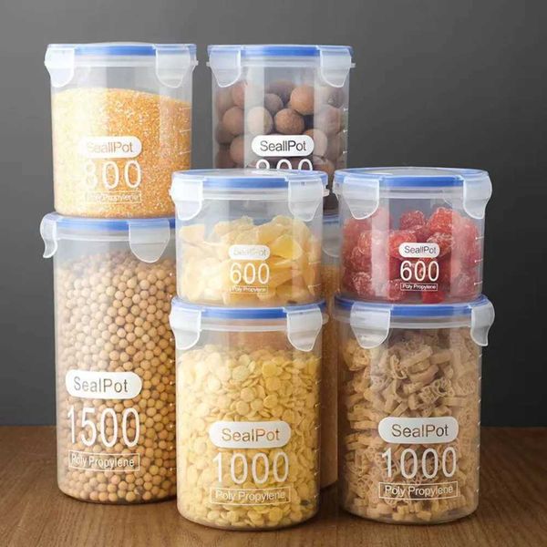 Sed kitchen food storage jar with Sc plastic transparent large capacity fresh grain storage box Y241203