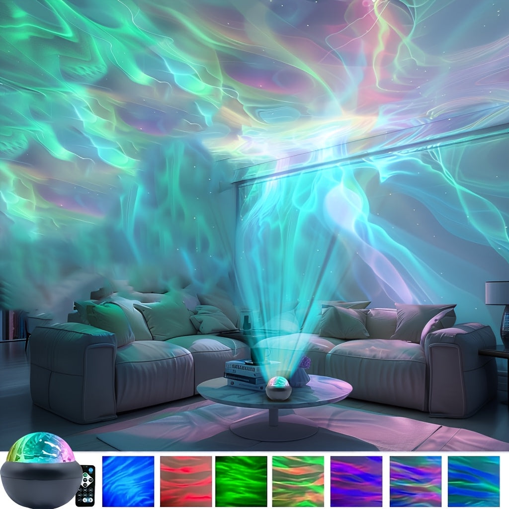 TEMU Northern Lights Table Lamp With Remote Control - Rgb Night, Changing (green-purple-pink-blue-holographic) For Bedside, Gaming Room & Office -