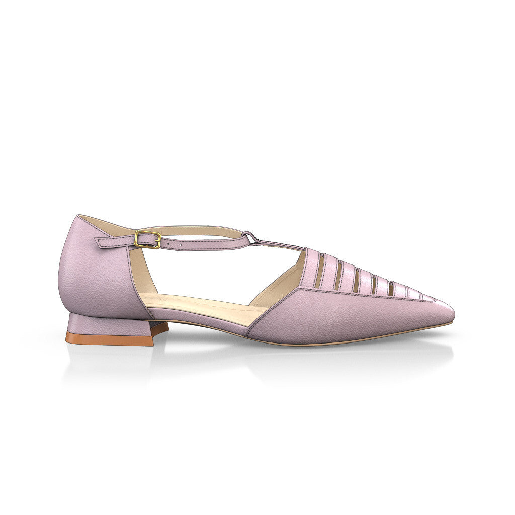 Chaussures plates style salomé à bout pointu Femme Faites main en Italie en Cuir Rose Bébé - Sur Mesure, Petit, Boucles, Boucle - GIROTTI