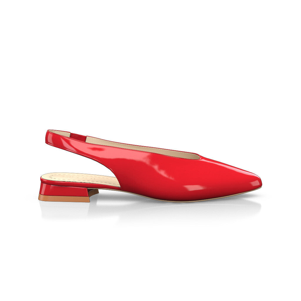 Ballerines slingback pointues Chaussures plates Sling Back Femme Faites main en Italie en Cuir verni Rouge - Sur Mesure, Petit - GIROTTI 54856