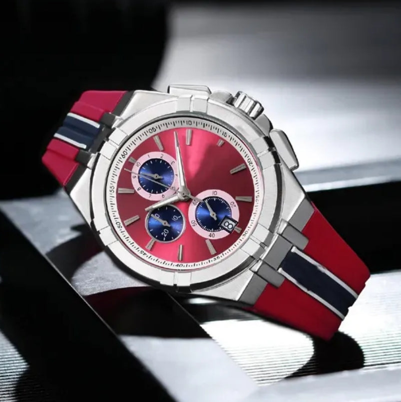 2025 New Maurice Lacroix Aikon Tide Mens Watch Rubber Strap Waterproof Quartz Watch for Men Sports Reloj Hombre AAA Clock Three Eyes Sapphire