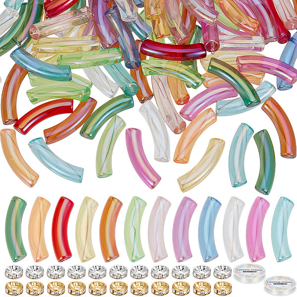 Kits de fabrication de bijoux à faire soi-même : tubes acryliques et perles strass en laiton