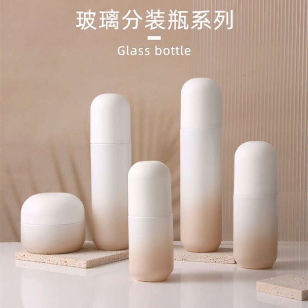 New 5-10Pcs 30-120Ml Jar Lotion Bottle Glass Makeup Empty Container Eye Cream Emulsion Skincare Portable Travel Refillable