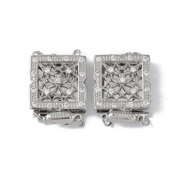 Placage en rack laiton micro pave fermoirs de boîte de zircone cubique clair