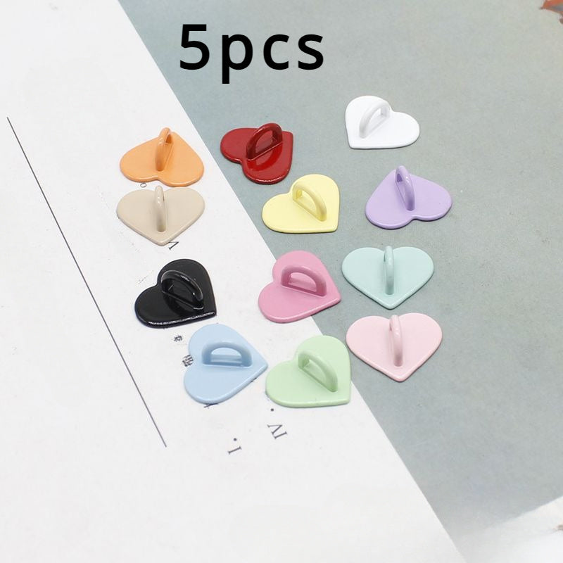 TEMU 5pcs Vibrant Heart-shaped Love Clasps In Assorted Colors - Alloy, Glossy Finish For Diy Crafts, Jewelry Making, Bags & Water Cups, Diy Craft