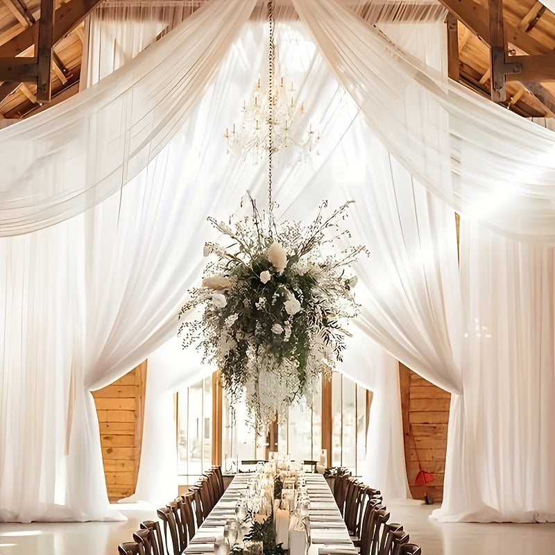 TEMU 1pc 315x63 Inches, White Wedding Arch Curtain Decoration, Chiffon Fabric, Tulle Caramel Chiffon Fabric For Wedding Ceremony, Curtains, Swing And