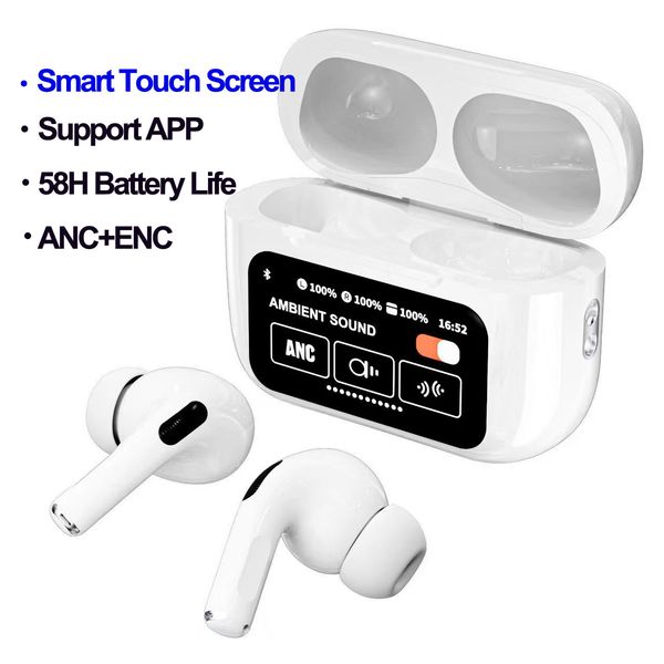 Wireless Bluetooth Earphones Smart LED Touch Screen ANC TWS Noise Cancelling Earbuds 5.3 Support APP Long Battery Life HiFi Game No Delay He