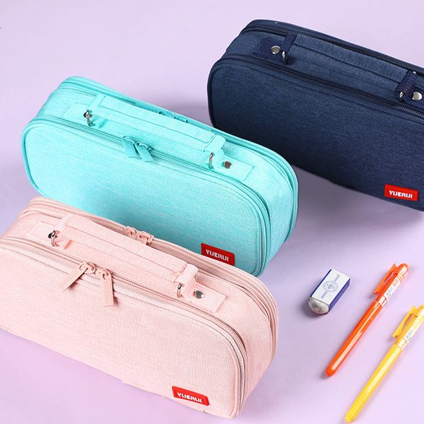 Pencil Bags Canvas Large Capacity Pencil Bag Case School Stationery Pencils Bag Big Pencil Storage Bags Pencilcase Back To School Supplies 2