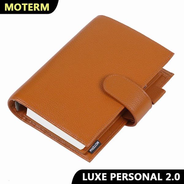 Moterm Luxe 2.0 Personal Size Planner with 30 MM Rings Binder Genuine Pebbled Grain Leather Notebook Diary Agenda Organizer 240307