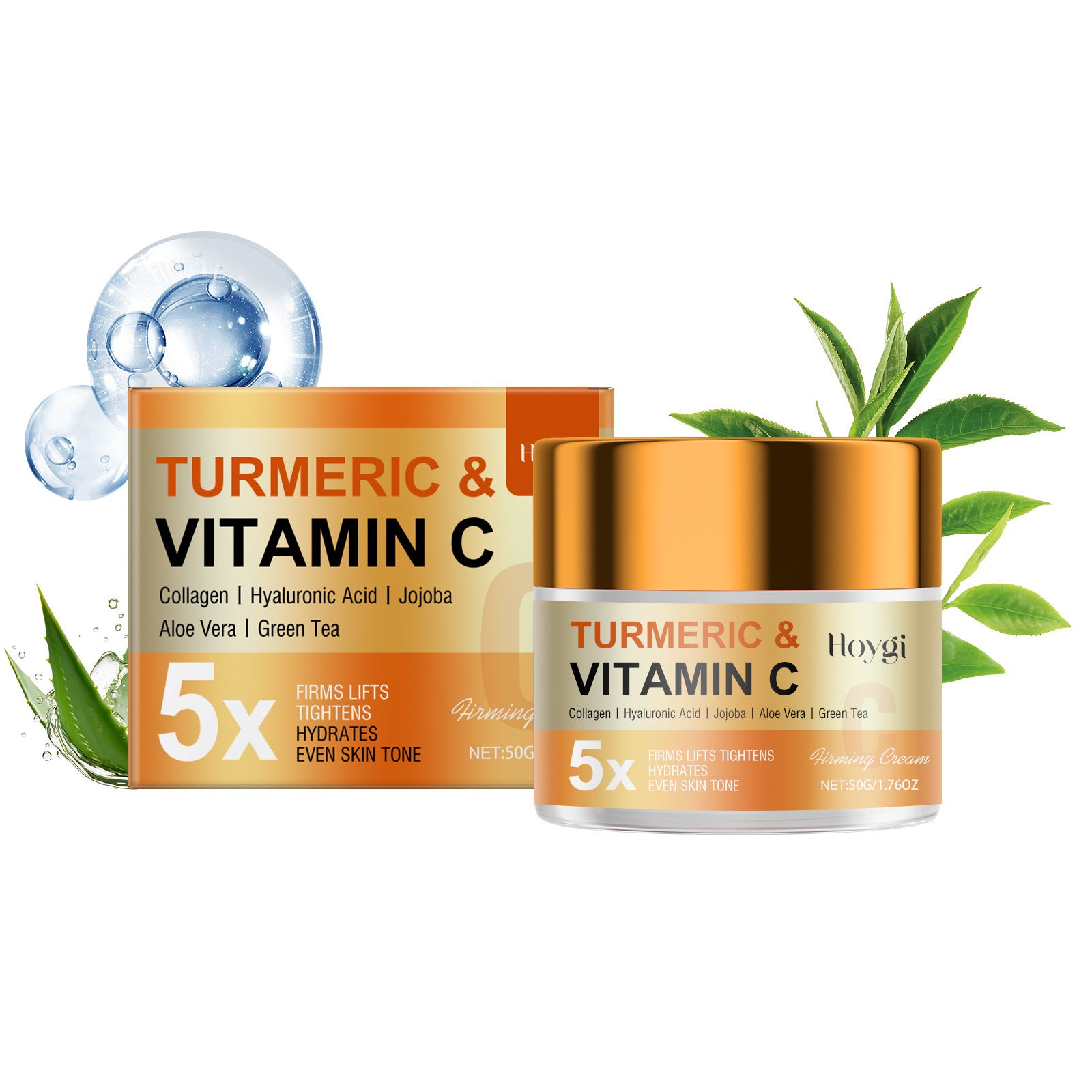 TEMU 1.76oz-100g Vitamin C Firming Cream With Hyaluronic Acid & Niacinamide - Deep Penetration Moisturizer For Dry Light Beige, Hypoallergenic