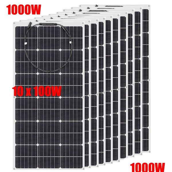 Chargers Flexible Solar Panels 1 10Pcs 100W Mono Panel Cells 200W 300W 400W 1000W Power For 12V Battery Rvs Boat Home Car 230927 Dro Dhhnb