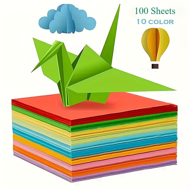 TEMU 100pcs Origami Paper Sheets, Assorted Colors Square Craft Paper For Diy Projects, Scrapbooking, Art & Craft Supplies, Paper Craft Supplies