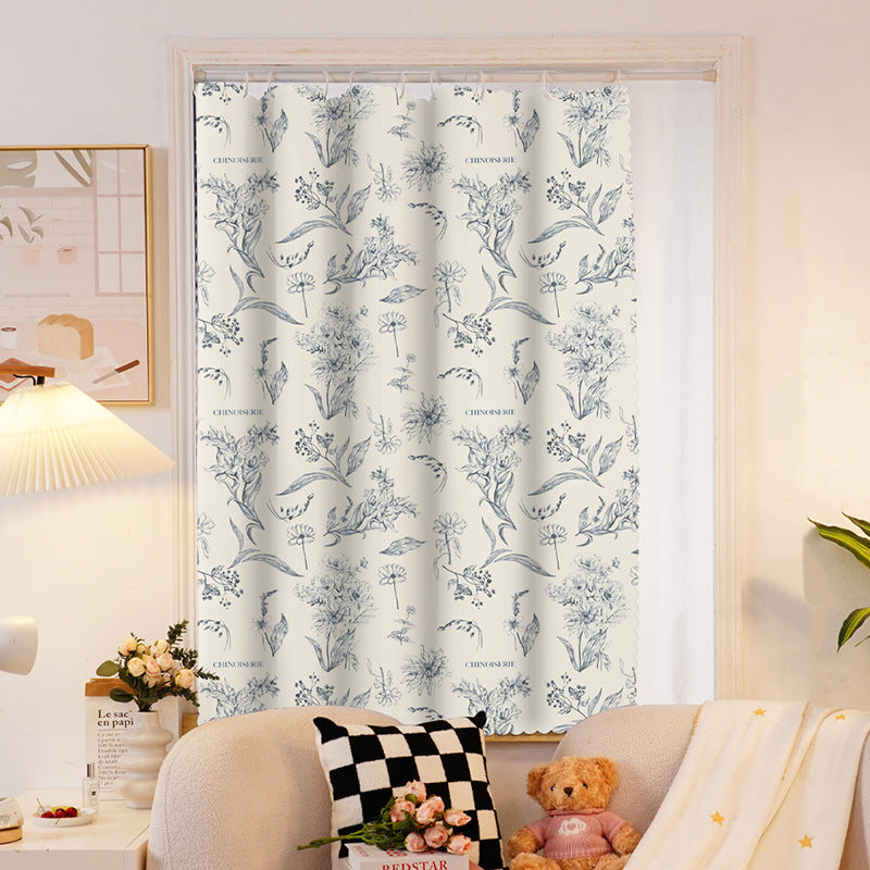 YL-37037 digital printed fabric shower curtain waterproof thick bathroom hook partition curtain