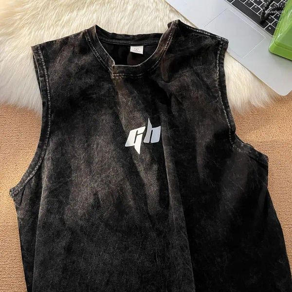Men&#039;s T Shirts Summer Retro Sleeveless Sports Tank Top Men And Women Trend Hip Hop Loose Graphic T-shirt Couple Casual Harajuku