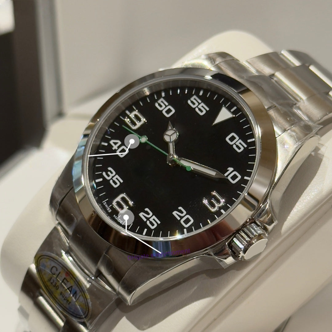 CLEAN factory top quality watch 126900 40mm automatic mechanical men&#039;s watches 3230 movement 904L green pointer luminous stainless steel diving