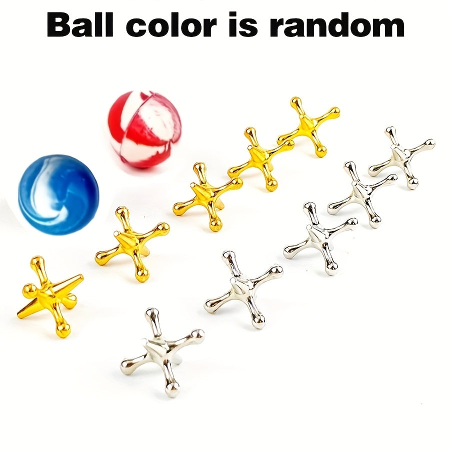 TEMU 1 Set-3 Sets-6 Sets Of Retro Metal Jax Game Sets - Mini Jax Game With Bouncy Balls - Classic Family Game - Great Party Gift Or Pinata Filler -