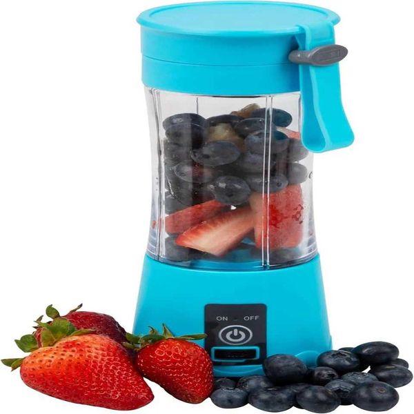 Blender rechargeable personal juicer USB powered portable smoothie. long 125 wide x 9 high blue W241025