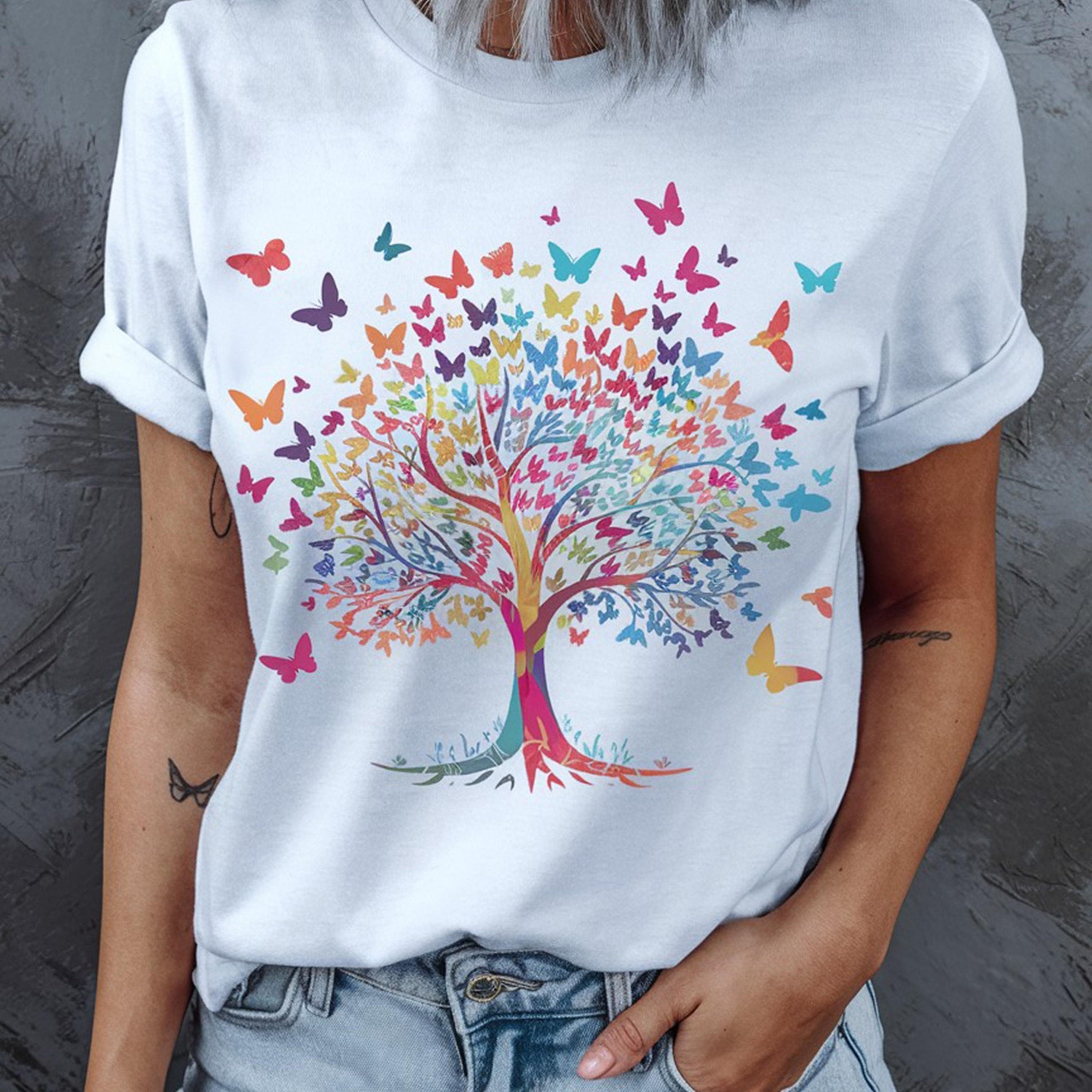 TEMU 1pc 1 Women's Round Neck T-shirt, Print, Geometric Pattern, Knitted Fabric, Comfortable And Breathable T-shirt, Suitable For All