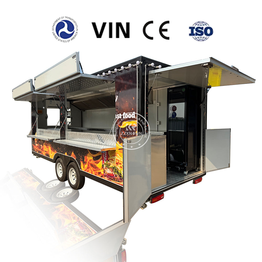 Mobile Food Trailer Hot Dog Potatoes Chips Fried Chicken Restaurant Fast Food Cart Truck Concession Catering Truck For Sale