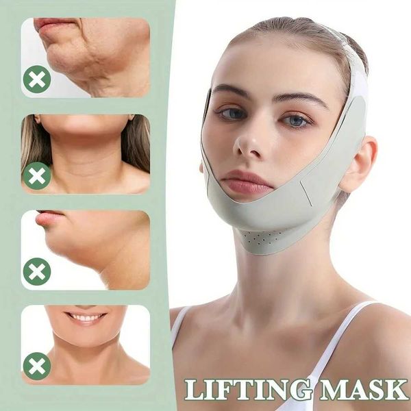 Reutilizável Slimming Bandage v Linha Face Shaper Women Cheek Cheek Up Up Belt Facial Massage Strap Face Skin Care Ferramentas de beleza 011