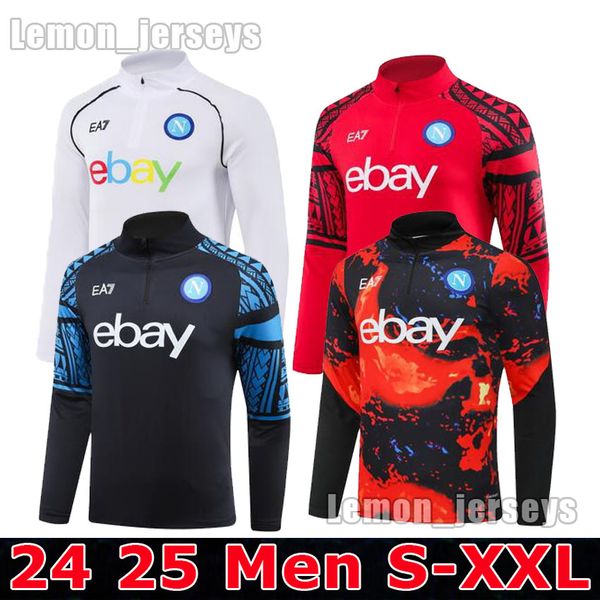 2024 2025 Napoli soccer jersey trackSuit Zielinski 24 25 AE7 D10S SSC Naples Long sleeve jacket Half Zip Sports Top Football training unifor