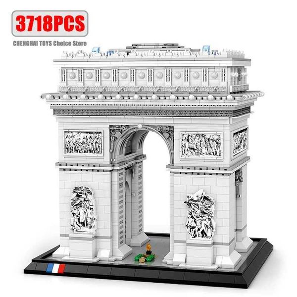 Blocks 3718PCS Arc de Triomphe Model Building Blocks Paris landmark Building Bricks Desktop Decoration Diy Toys For Kids Holiday GiftsY24110