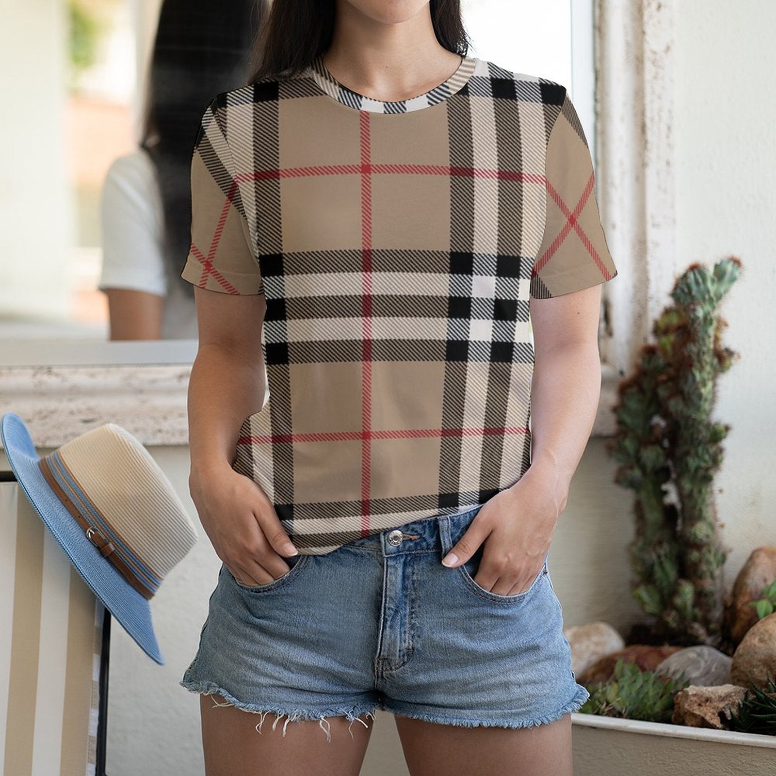 2023 2023 new Mens T shirts Women Tees Designers tshirt Summer Plaid Print Tshirt Fashion Round Neck Short Woman Clothing Couple outfits Short sleev