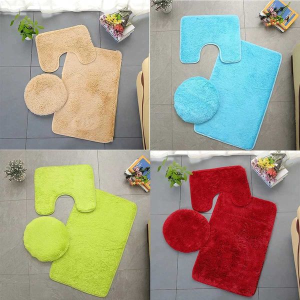 3Pcs-Set Toilet Seat Cover Bath Mat Shower Room Floor Rug Home Bathroom Anti-Slip Absorbent Doormat Bathtub Decor CarpetC250108