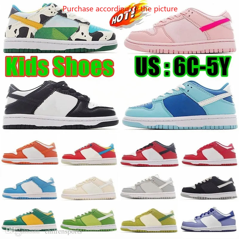 Free shipping kids Toddler shoes low Designer Boys Girls youth Sneakers Pink black White Blue Skateboard kid shoe boy children infants trainers Chil