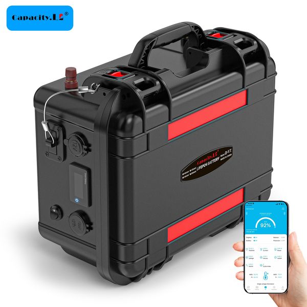 Waterproof LiFePO4 Battery 100Ah 12V Input-Output Clip-Anderson Interface Larger Capacity 150AH 200AH 250AH Canoeing Battery