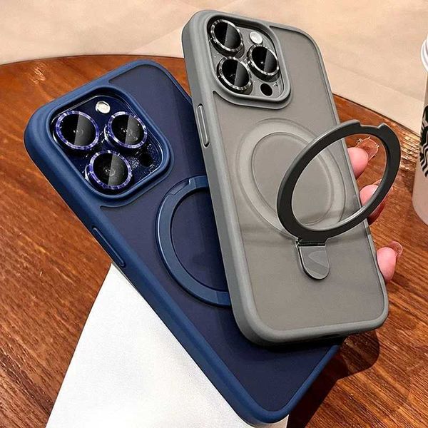 Luxury wireless charging case suitable for iPhone 11 12 13 15 16 Pro Max Plus magnetic ring bracket camera protection cover M241008