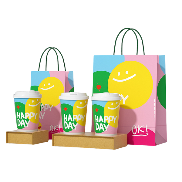 Custom Coffee Paper Cup Single Double Ripple Wall Paper Coffee Shop Cafe Cups With Lids And Sleeve Straws wj10