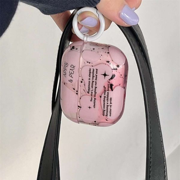 ddmygifts Rose pink splashed ink English suitable for Pro2 Bluetooth wireless headphone case 1-2-3 generation cute soft A