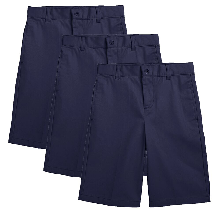 Boys' Flat-Front Twill School Uniform Shorts (3-Pack) - Navy & Navy & Navy - Size 6