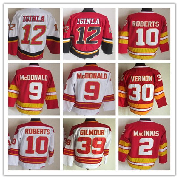 Jarome Iginla Vintage Hockey Jerseys Theoren Fleury Joe Nieuwendyk Mike Vernon Doug Gilmour Al Macinnis Lanny McDonald Gary Roberts Retro Uniforms S