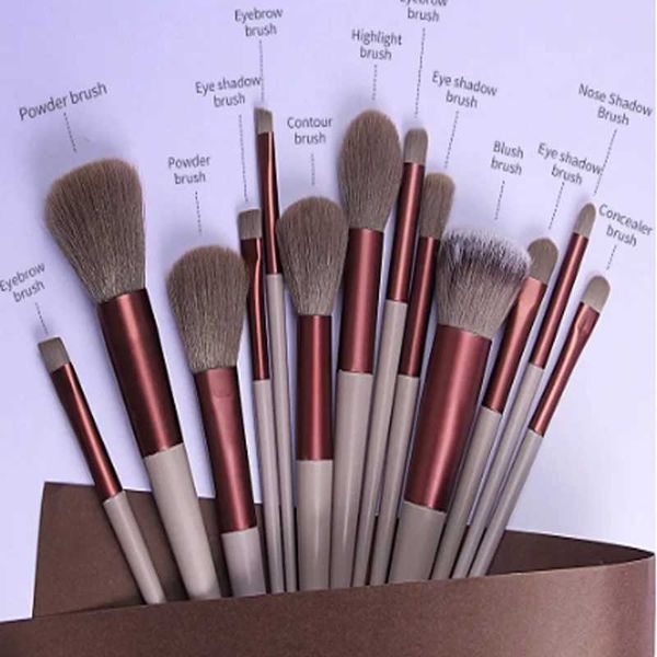 13 PCS Brushes de maquiagem Definir sombra dos olhos Fundação feminina Mulheres Cosméticos blush Blush Blending Beauty Make Up Tools for Beg