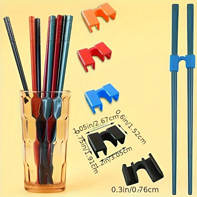 TEMU 4pcs Adult Chopstick Training Holders - Reusable Pe Plastic Clips With , (black-blue-orange-red) For Beginners Learning Correct Grip, Durable &