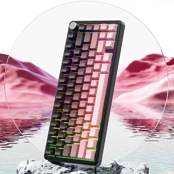 Keyboards Attack Shark X85 Mechanical Keyboard RGB 3 Mode Wireless Bluetooth Hot-Swappable Sideway Keyca Gaming Backlight Aluminum Knob z250