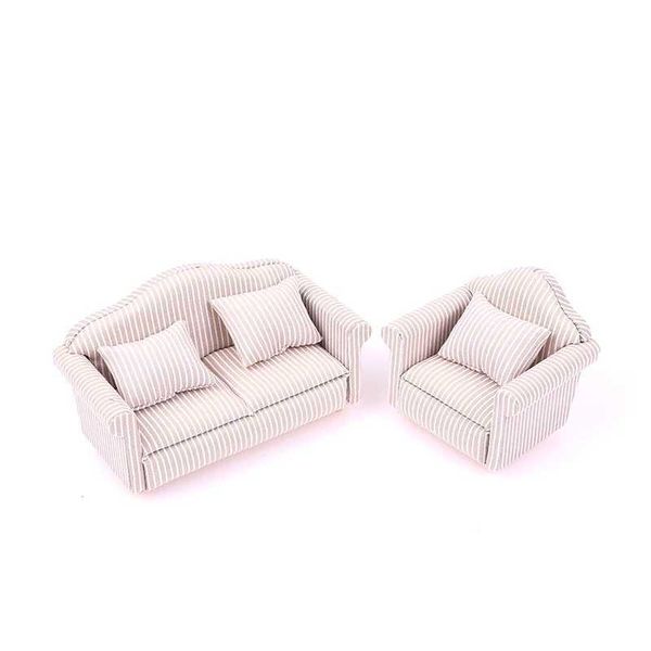 1 12 Mini Dollhouse Furniture Sofa Simulation Miniature Living Room Chairs Kids Pretend Play DIY Doll House Decor Y240807