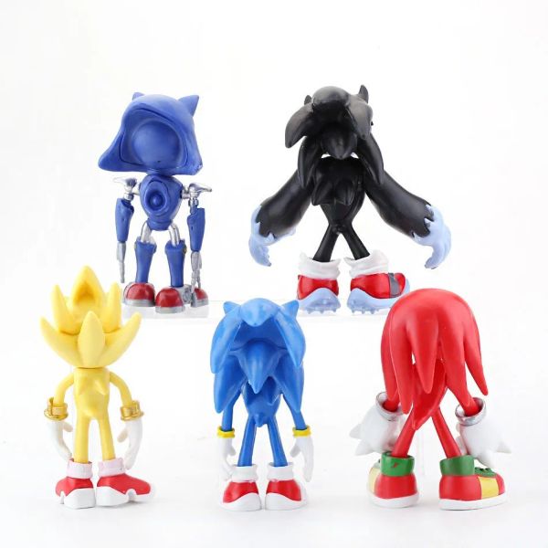 5pcs Set Cute Sonic PVC Character Toy Hedgehog Shadow Tail Figure 14cm Model Dolls Children Animal Toy Birthday Gift