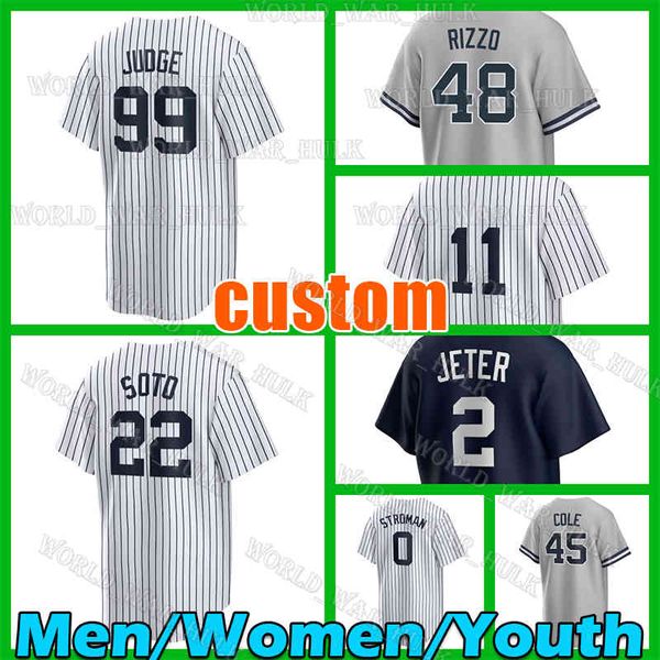 99 Aaron Judge 22 Juan Soto Baseball Jersey Anthony Volpe Rizzo Derek Jeter Marcus Stroman Mantle Jon Berti Giancarlo Stanton Alex Verdugo G