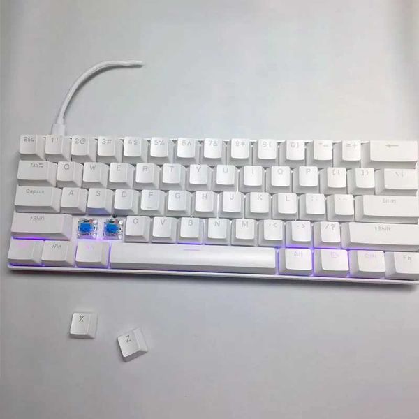 Spanish wired mechanical keyboard mini computer white 60% with gamer keyboards gaming backlit 61 keys pc teclado brancoXJ241225