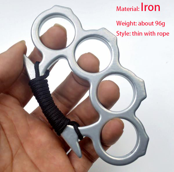 Iron Thickened Knuckle Duster Outdoor Metal Finger Buckle Fitness Training Boxing Fight Broken Window Defense Pocket EDC Tool