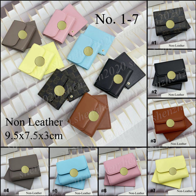 Leather-Non-Leather Fashion Women&#039;s Short Wallet With Metal Brand Logo Multi in One Folding Wallet Purse Card Holders 9.5x7.5x3cm