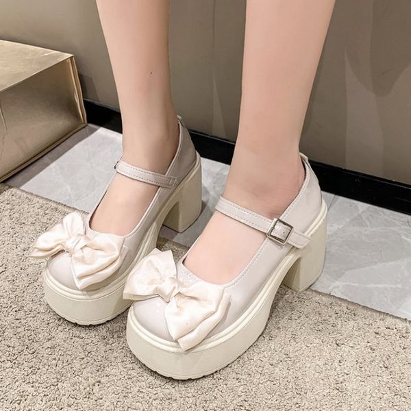 Heels White Women Mary Jane Vintage Girls High Heel Platform Lolita Japanese Style College Student Shoes 96c3
