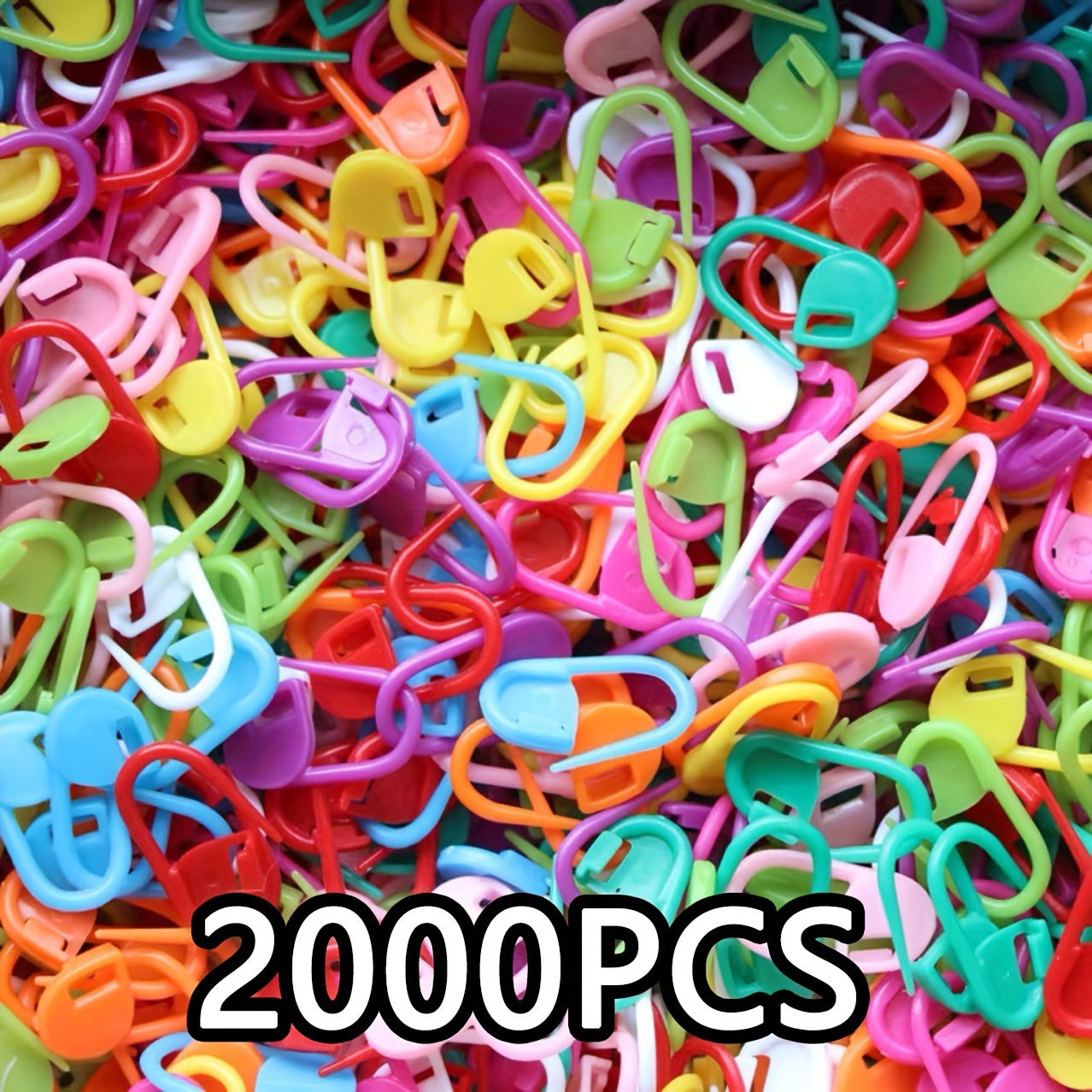 TEMU 2000pcs Pack Assorted Colors Plastic Stitch Markers For Knitting & Crochet - Durable Locking Safety Pins, Multicolor Craft Accessories
