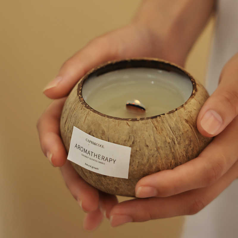 Coconut shell scented candle gift set - an atmosphere-enhancing, niche and premium bedroom creative fragrance birthday gift, as well as a souvenir f