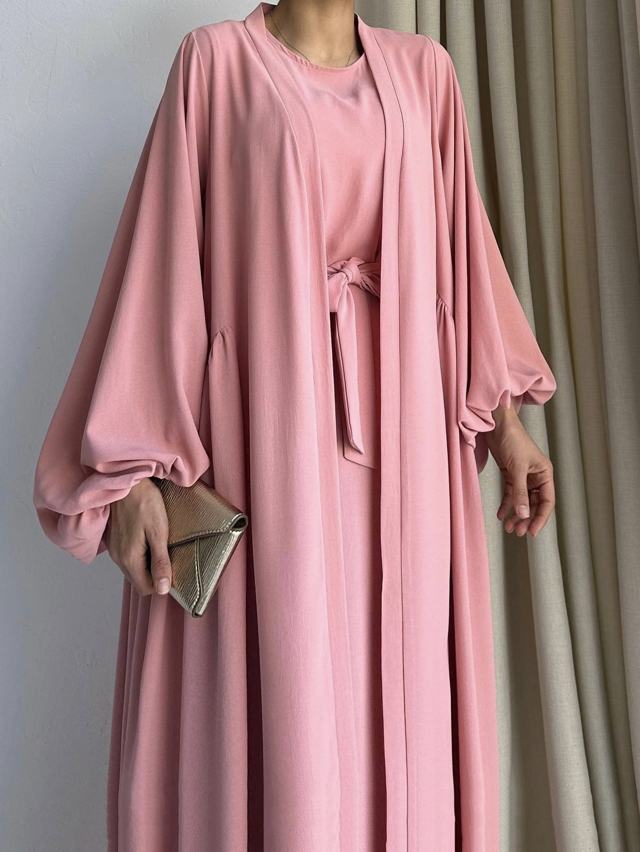 (357) Customized Women Tie Waist Loose Outerwear Long Robe