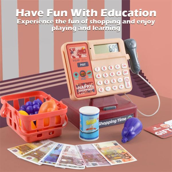 Pretend Play Cash Register Children Miniature Items Puzzle Play Toy House Girl Toy Electric Multifunctional Toy Girls Gift