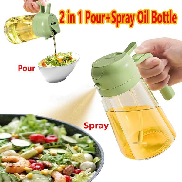 2in1 500ml Plastic Spray Oil Sprayer Bottle Spray Oil Dispenser Oil Jar Cruet BBQ Kitchen Baking Roasting Picnic Kitchen ToolXJ241227